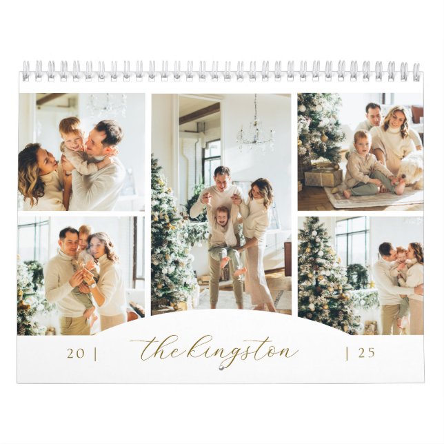 Elegant Gold Family Photo Collage Calendar (Cover)