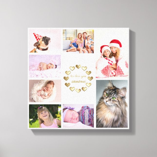 Elegant Gold Family Photo Collage Mother's Day Canvas Print (Front)