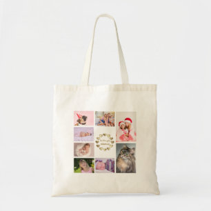 Elegant Gold Family Photo Collage Mother's Day Tote Bag