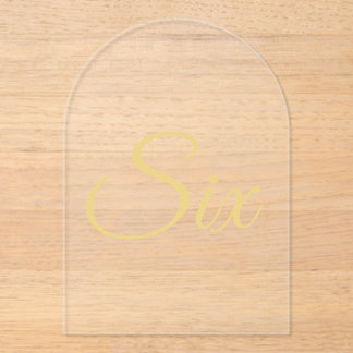 Elegant Gold Faux Foil Arch Acrylic Table Number