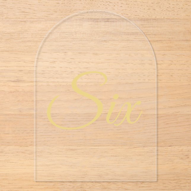 Elegant Gold Faux Foil Arch Acrylic Table Number (Front)