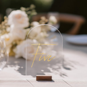 Elegant Gold Faux Foil Arch Acrylic Table Number