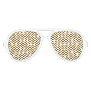 Elegant gold faux glitter chevron pattern aviator sunglasses