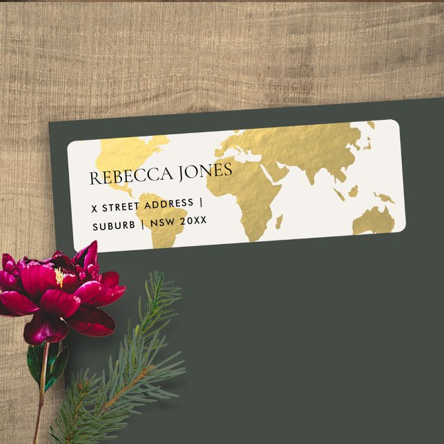 ELEGANT GOLD FAUX KRAFT WORLD MAP ADDRESS (Creator Uploaded)