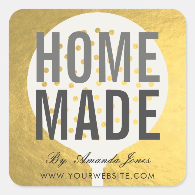 ELEGANT GOLD FAUX SKIMMER CHEF COOKING HOMEMADE SQUARE STICKER (Front)