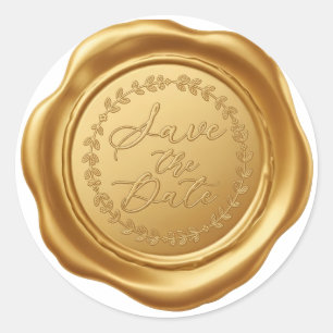 Elegant Gold Faux Wax Seal "Save the Date" Wedding