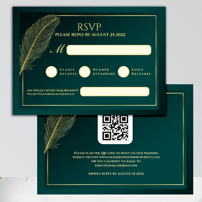 Elegant Gold Feather RSVP Card Template (Créateur téléchargé)