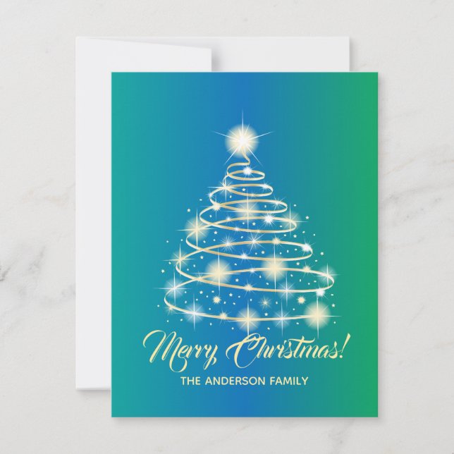Elegant Gold Festive Holiday Tree Merry Christmas (Front)