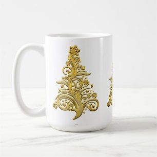Elegant Gold Filigree Holiday Christmas Tree Coffee Mug