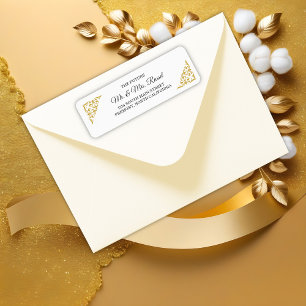 Elegant Gold Filigree, Mariage Adresse de retour