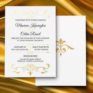 Elegant Gold Filigree on White, Wedding