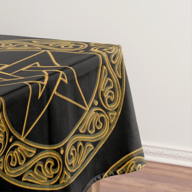 Elegant Gold Filigree Pentacle Wicca Star Altar Tablecloth (In Situ)