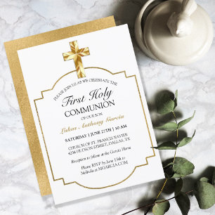 Elegant Gold First Holy Communion Invitation