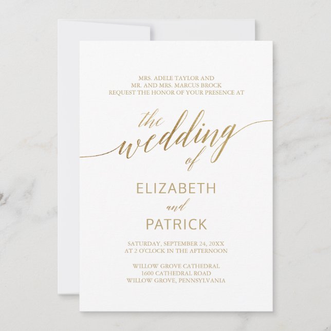 Elegant Gold | First Name The Wedding Of Invitation (Front)