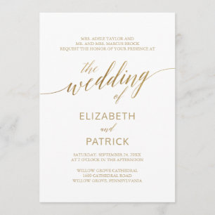 Elegant Gold   First Name The Wedding Of Invitation