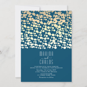 Elegant Gold Fish Pattern Beach Wedding Invitation