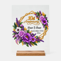 Elegant Gold Floral 10 Year Anniversary