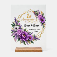 Elegant Gold Floral 1st Year Anniversary