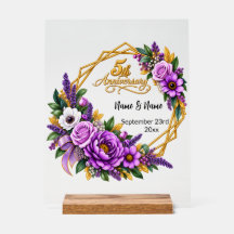 Elegant Gold Floral 5 Year Anniversary