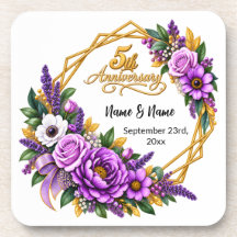 Elegant Gold Floral 5 Year Anniversary