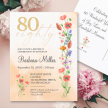 Elegant Gold Floral 80th Birthday – 80 Years