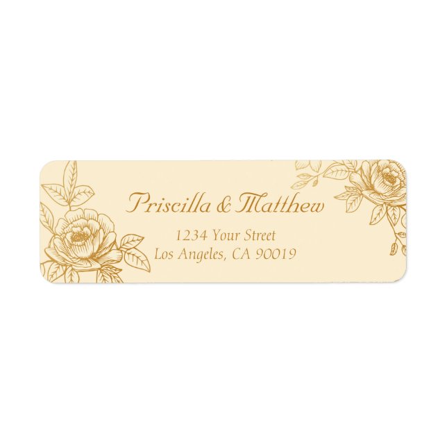 Elegant Gold Floral Address Labels (Front)