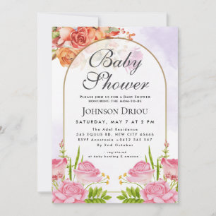Elegant Gold Floral Baby Shower Invitation