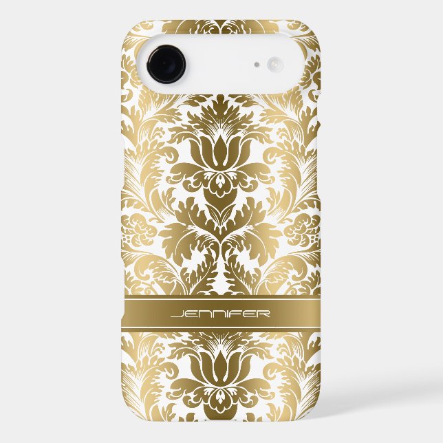 Elegant Gold Floral Damasks 2 White Background Case-Mate iPhone Case (Back)