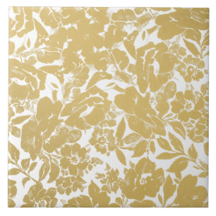 Elegant Gold Floral Design  Tile