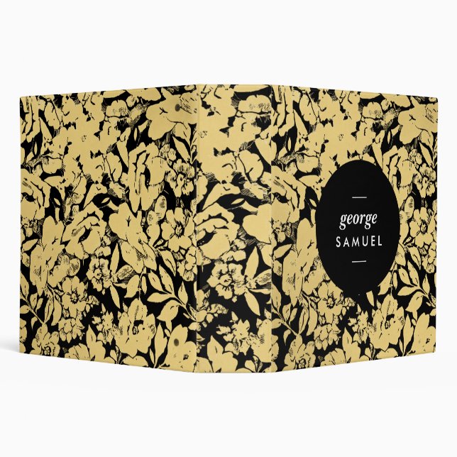 Elegant Gold Floral Design With Bold Black Binder (Background)