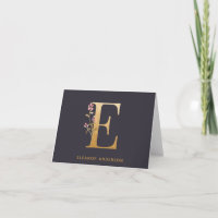 Elegant Gold Floral E Monogram Chic Personalized