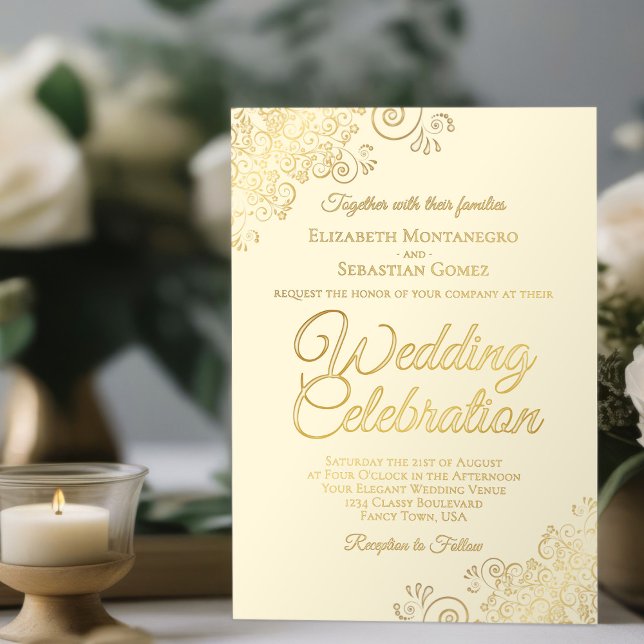Elegant Gold Floral Frills on Cream Chic Wedding (Creator Uploaded)