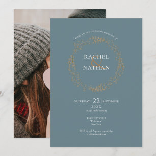 Elegant Gold Floral Garland Engagement Invitation