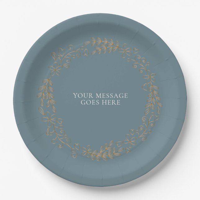 Elegant Gold Floral Garland Paper Plate (Front)