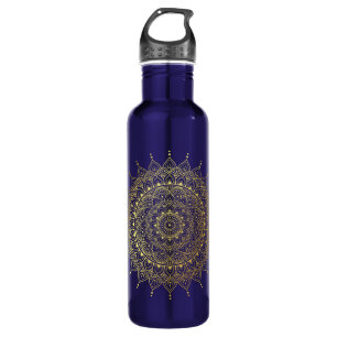 Elegant Gold Floral Henna Mandala 710 Ml Water Bottle