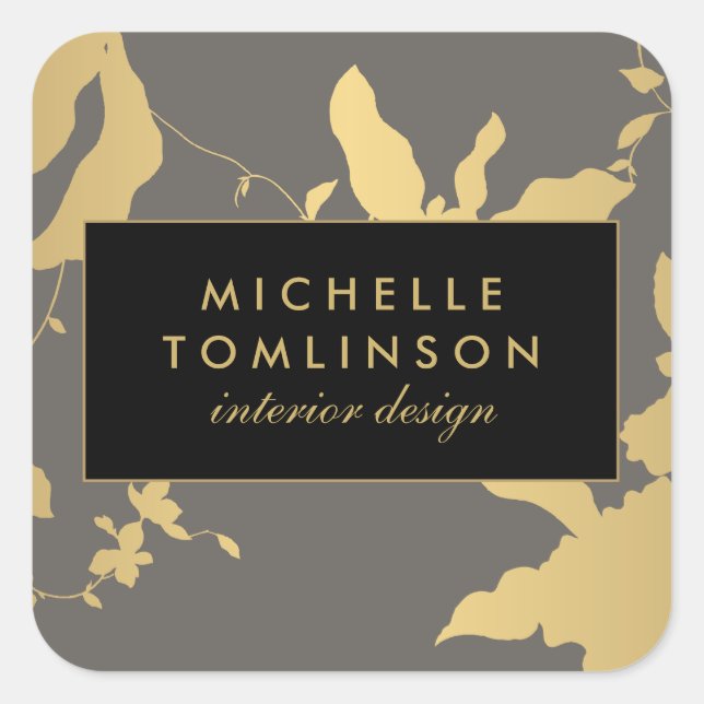 Elegant Gold Floral III Personalized Stickers (Front)