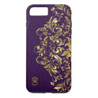 Elegant Gold Floral Lace Purple Damasks
