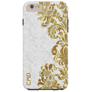 Elegant Gold Floral Lace White Damasks Tough iPhone 6 Plus Case