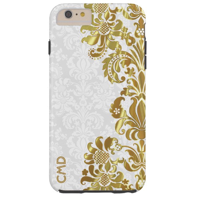 Elegant Gold Floral Lace White Damasks Case-Mate iPhone Case (Back)