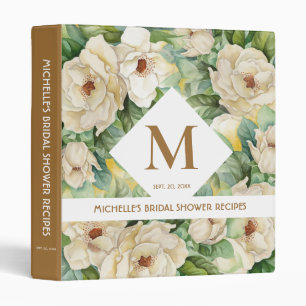Elegant Gold Floral Monogram Bridal Shower Recipe Binder