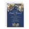 Elegant Gold Floral Navy Blue Bridal Shower Invite