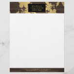 Elegant Gold Floral Pattern Dark Wood Designer Letterhead<br><div class="desc">Coordinates with the Elegant Gold Floral Pattern Dark Wood Designer Business Card Template by 1201AM. A vintage-inspired faux gold floral pattern set on a dark wood background creates a beautiful header on this personalized letterhead. A classy aesthetic for a variety of professions. This product is part of a series of...</div>