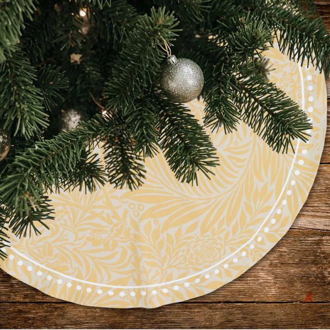 Elegant Gold Floral Pattern Dotted Border Brushed Polyester Tree Skirt (Creator Uploaded)