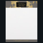 Elegant Gold Floral Pattern Grey Designer Letterhead<br><div class="desc">Coordinates with the Elegant Gold Floral Pattern Grey Designer Business Card Template by 1201AM. A vintage-inspired faux gold floral pattern creates a beautiful header on this personalized letterhead. A classy aesthetic for a variety of professions. This product is part of a series of coordinating office supplies to help brand your...</div>
