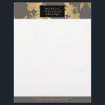 Elegant Gold Floral Pattern Grey Designer Letterhead<br><div class="desc">Coordinates with the Elegant Gold Floral Pattern Grey Designer Business Card Template by 1201AM. A vintage-inspired faux gold floral pattern creates a beautiful header on this personalized letterhead. A classy aesthetic for a variety of professions. This product is part of a series of coordinating office supplies to help brand your...</div>