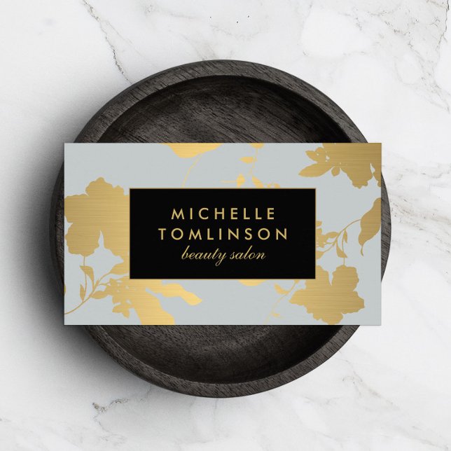 Elegant Gold Floral Pattern Light Grey Designer Business Card (Creator Uploaded)