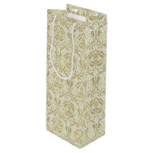 Elegant Gold Floral Pattern Wine Gift Bag