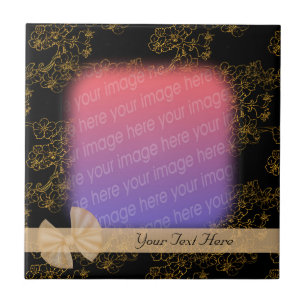 Elegant Gold Floral Pattern Your Photo Tile
