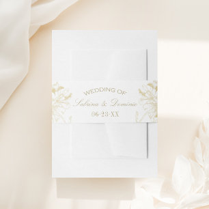 Elegant Gold Floral Peony Wedding Monogram Invitation Belly Band