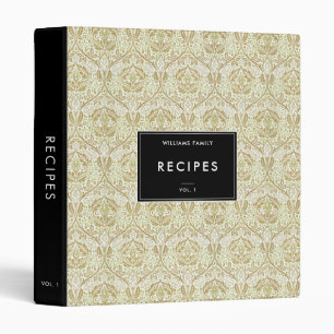 Elegant Gold Floral Personalized Recipe Binder